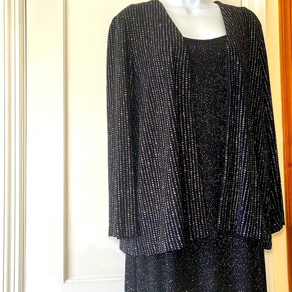 Alex Evenings Formal Maxi Dress +Long Jacket Women’s 14 Blue Stretchy Travel - Picture 1 of 17